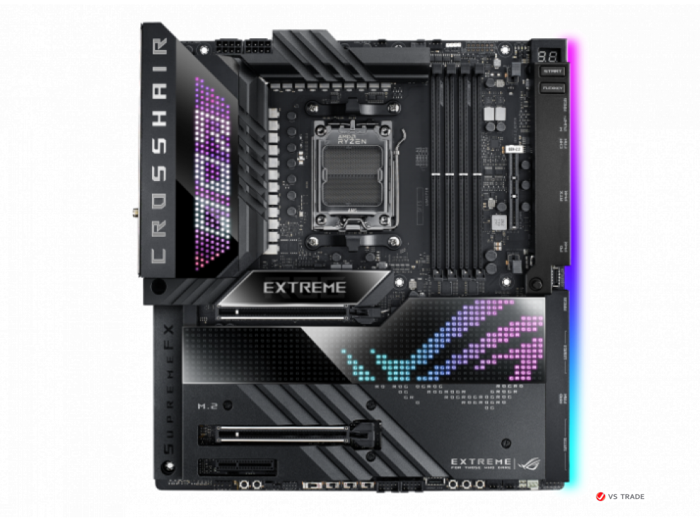 Сист. плата ASUS ROG CROSSHAIR X670E EXTREME, AM5, 4xDDR5, 2xPCI-E x16 , PCIe x4, 4xM.2, 6xSATA, WIFI6E, BOX