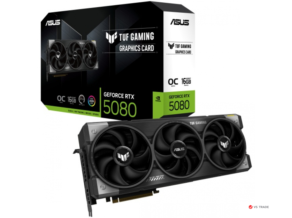 Видеокарта ASUS TUF-RTX5080-O16G-GAMING, RTX 5080, 16G OC GDDR7, 256bit, HDMI, DP, BOX