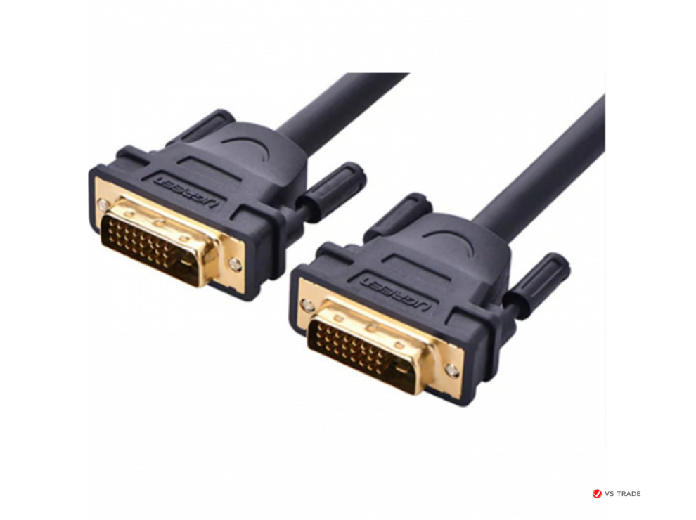 Кабель Ugreen DV101 DVI (24+1) Male to Male Cable Gold Plated 2m (Black) 11604