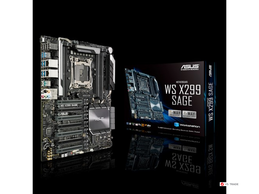 Сист. плата Asus WS X299 SAGE/10G, X299, S2066, 8xDIMM DDR4, 7xPCIe x16, 2xM.2, U.2, 8xSATA 6Gb/s, ATX