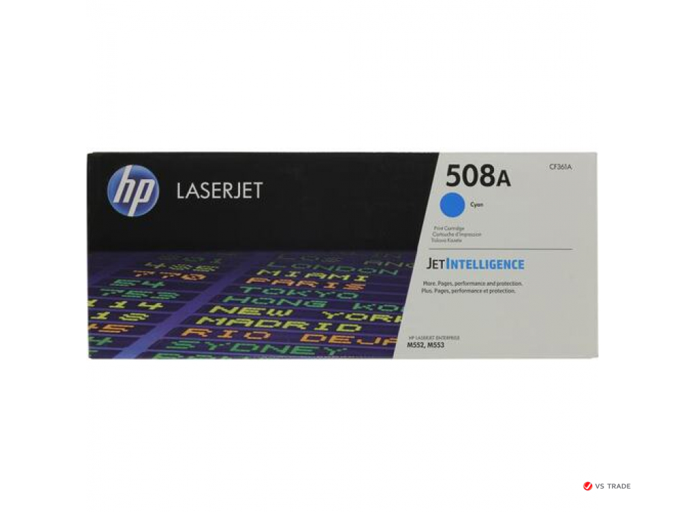 Картридж лазерный HP LaserJet 508A CF361A, Голубой, совместимость HP Color LaserJet Enterprise M552/553/557