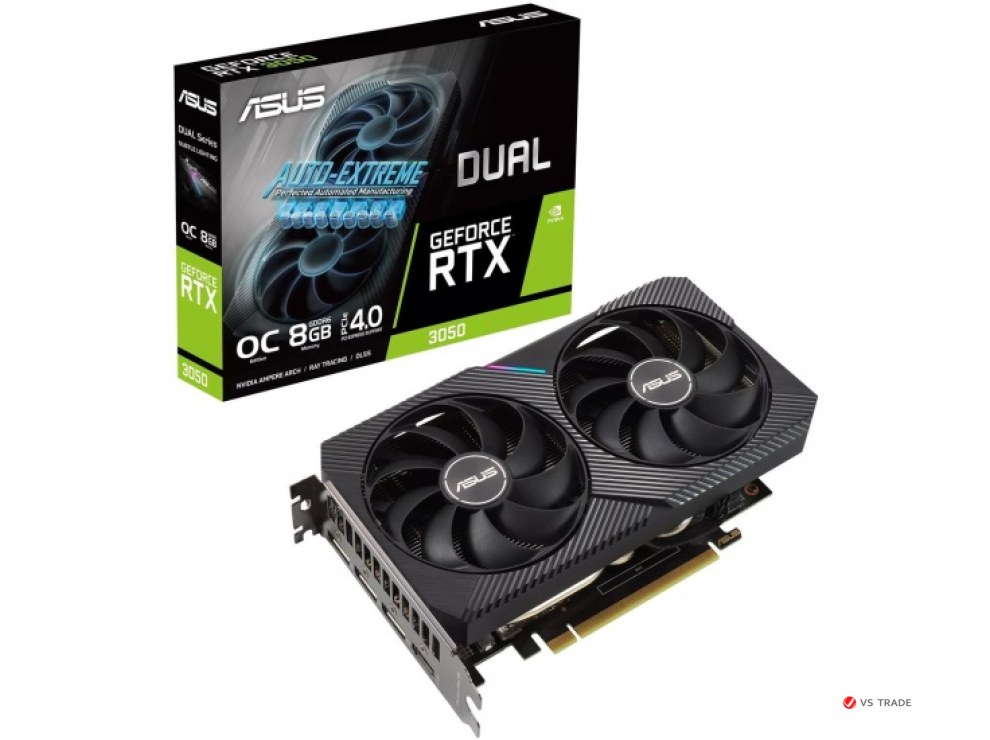 Видеокарта ASUS Dual GeForce RTX™ 3050 V2 OC Edition 8GB GDDR6, 128bit, 2560 CUDA Core, DVI-D, HDMI, DP, BOX