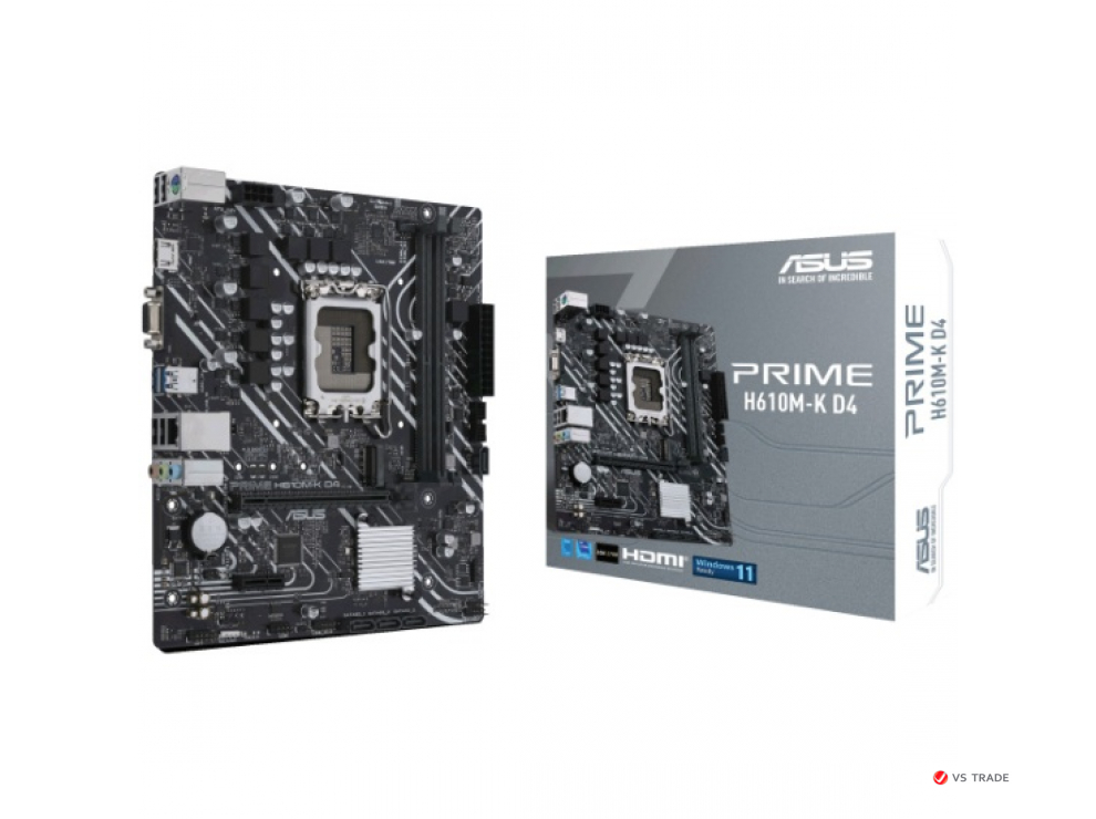 Сист.плата ASUS PRIME H610M-K, 1700, 2xDDR5, PCI-E x16, M.2, 4xSATA, HDMI, D-Sub, BOX