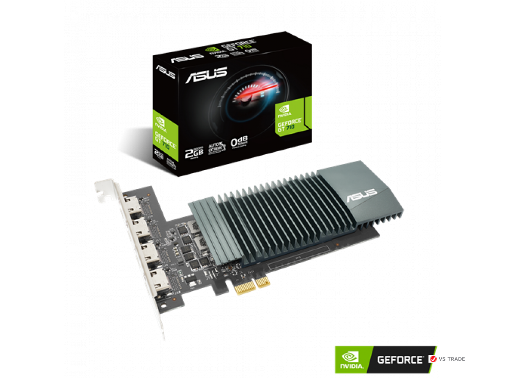 Видеокарта ASUS GT710-4H-SL-2GD5, 2Gb/64bit GDDR5, 4xHDMI 2.1, HDCP, BOX