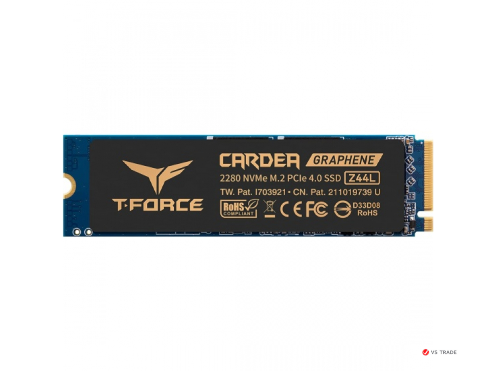 Твердотельный накопитель SSD T-FORCE M.2-2280 PCI-E Gen4x4 Z44L 500GB RETAIL W/HEAT SINK/STICKER TM8FPL500G0C127