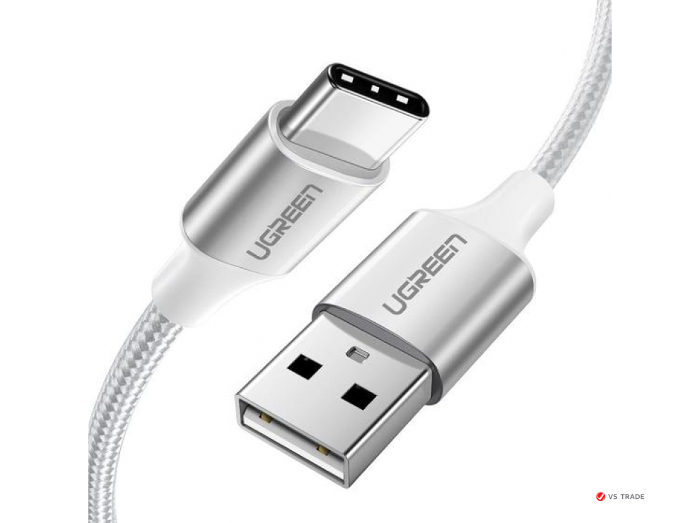 Кабель UGREEN US288 USB-A 2.0 to USB-C Cable Nickel Plating Aluminum Braid 1m (White)