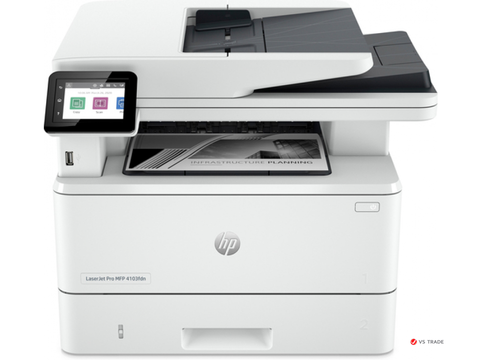 МФУ лазерное ЧБ HP LJ Pro 4103fdn 2Z628A, 40 стр/мин , 1200 x 1200DPI, Wi-Fi, Ethernet, USB, ADF, fax