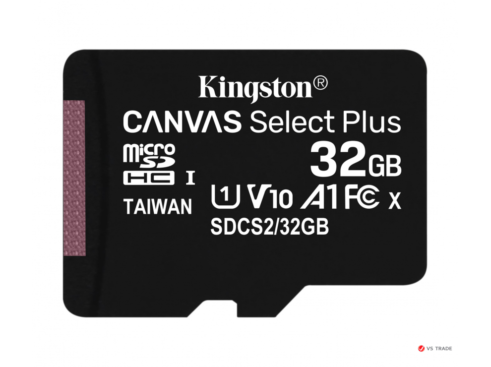 Карта памяти Kingston 32GB microSDHC Canvas Select Plus 100R A1 C10 Single Pack w/o Adapter, SDCS2/32GBSP