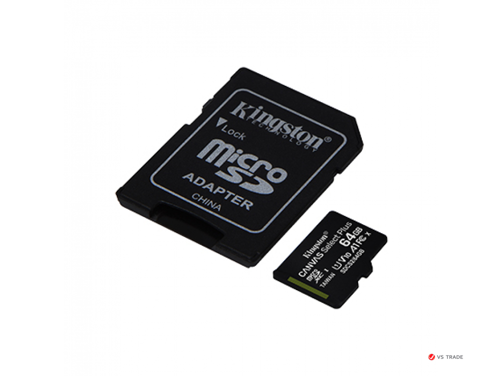 Карта памяти Kingston 64GB micro SDHC Canvas Select Plus 100R A1 C10 Three Pack + Single ADP, SDCS2/64GB-3P1A
