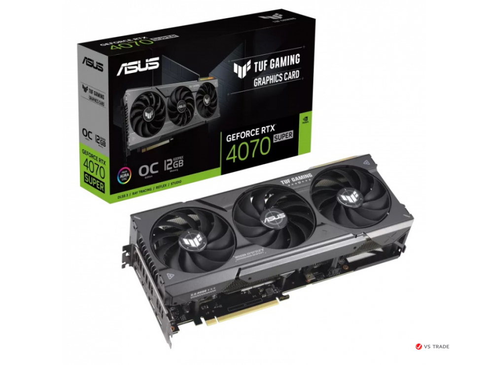 Видеокарта ASUS TUF-RTX4070S-O12G-GAMING, 12Gb GDDR6X, 192 bit, 3xDP, 1xHDMI, BOX