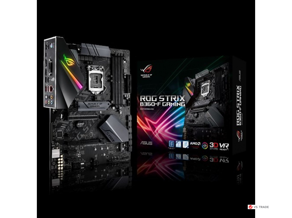 Сист. плата Asus ROG STRIX B360-F GAMING, B360, S1151, 4xDIMM DDR4, 2xPCI-E x16, 4xPCI-E x1, 2xM.2, 6xSATA, DP, HDMI, DV