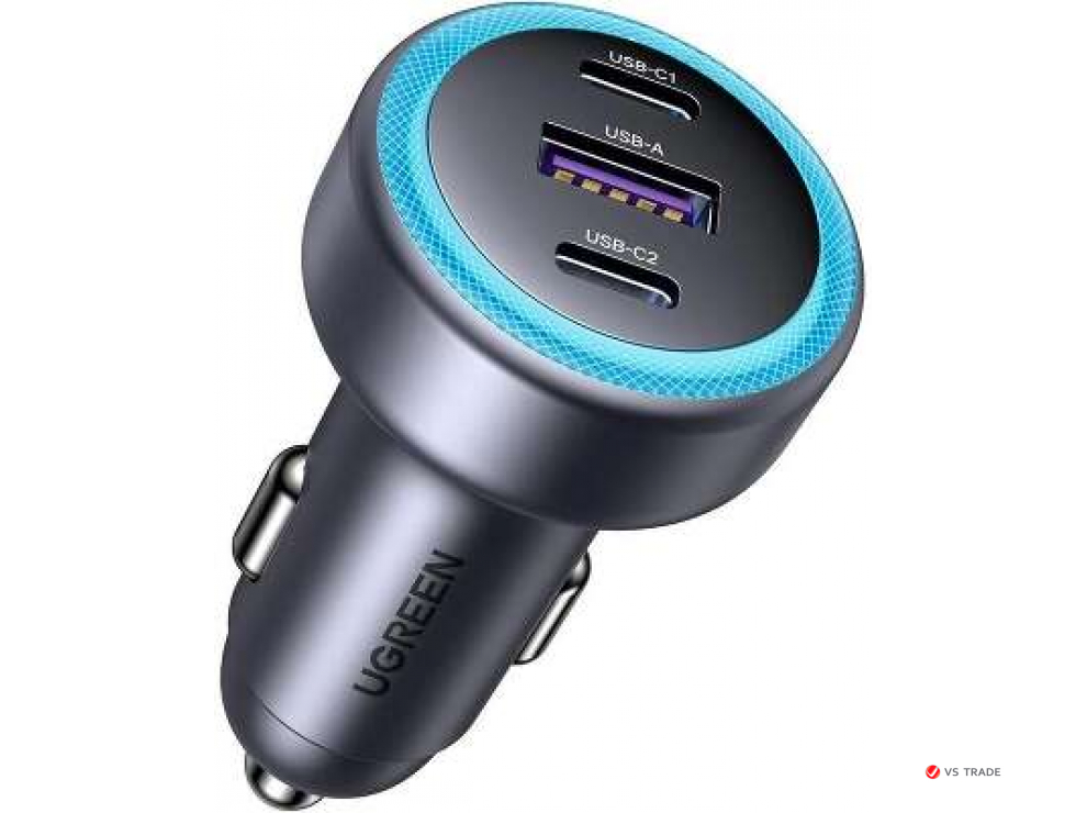 Автомобильное ЗУ Ugreen EC703 2*USB-C PD+USB-A 75W Fast Car Charger, 35024