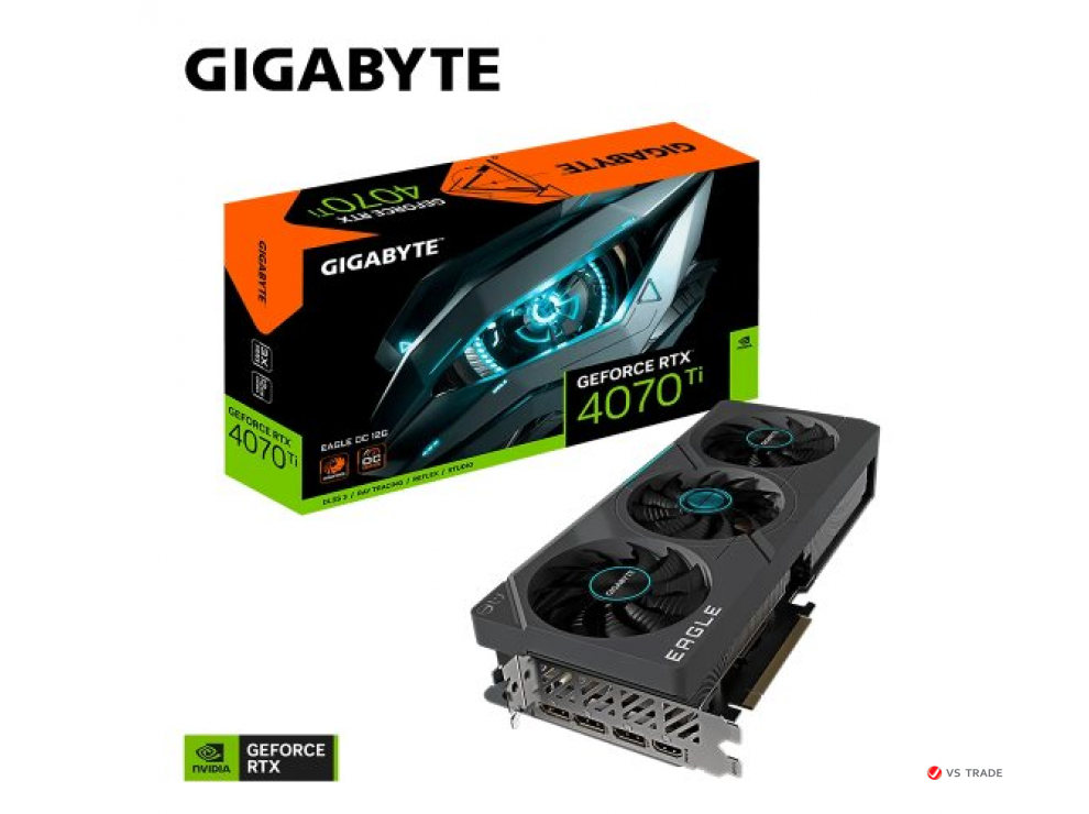 Видеокарта Gigabyte GV-N407TEAGLE OC-12GD, 12Gb GDDR6X, 192bit, HDMI, DP, BOX