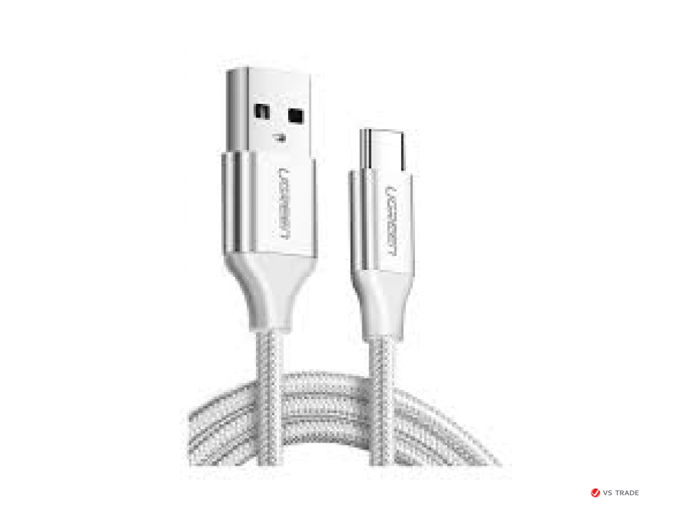 Кабель UGREEN US288 USB-A 2.0 to USB-C Cable Nickel Plating Aluminum Braid 0.25m, White, 60129