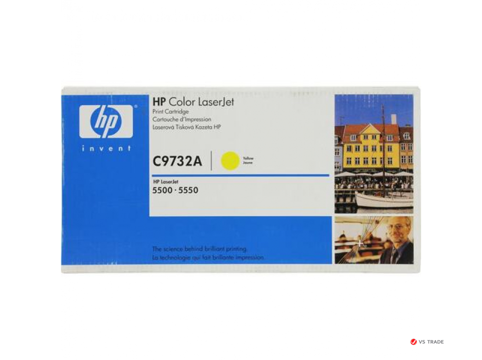 Картридж лазерный HP C9732A, Жёлтый, на 12000 страниц (5% заполнение) для HP Color LaserJet 5500, интелектуальный