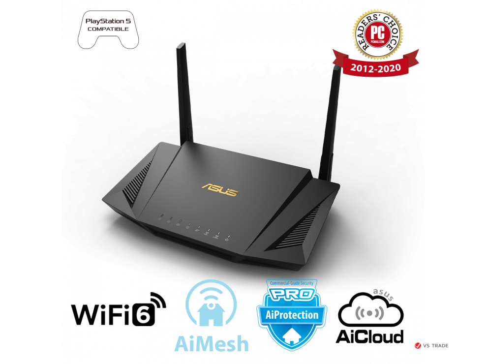 Двухдиапазонный маршрутизатор ASUS RT-AX56U/Wi-Fi 6 (802.11ax)/MU-MIMO/OFDMA/AiProtection Pro/AiMesh