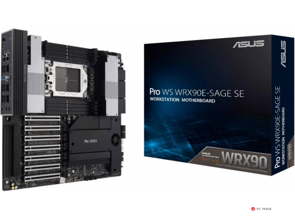 Сист.плата ASUS PRO WS WRX90E-SAGE SE, WRX90, TR5, 8xDIMM DDR5, 7xPCI-E x16, 4xM.2, 4xSATA,SAS mini, 10Gigabit LAN, BOX