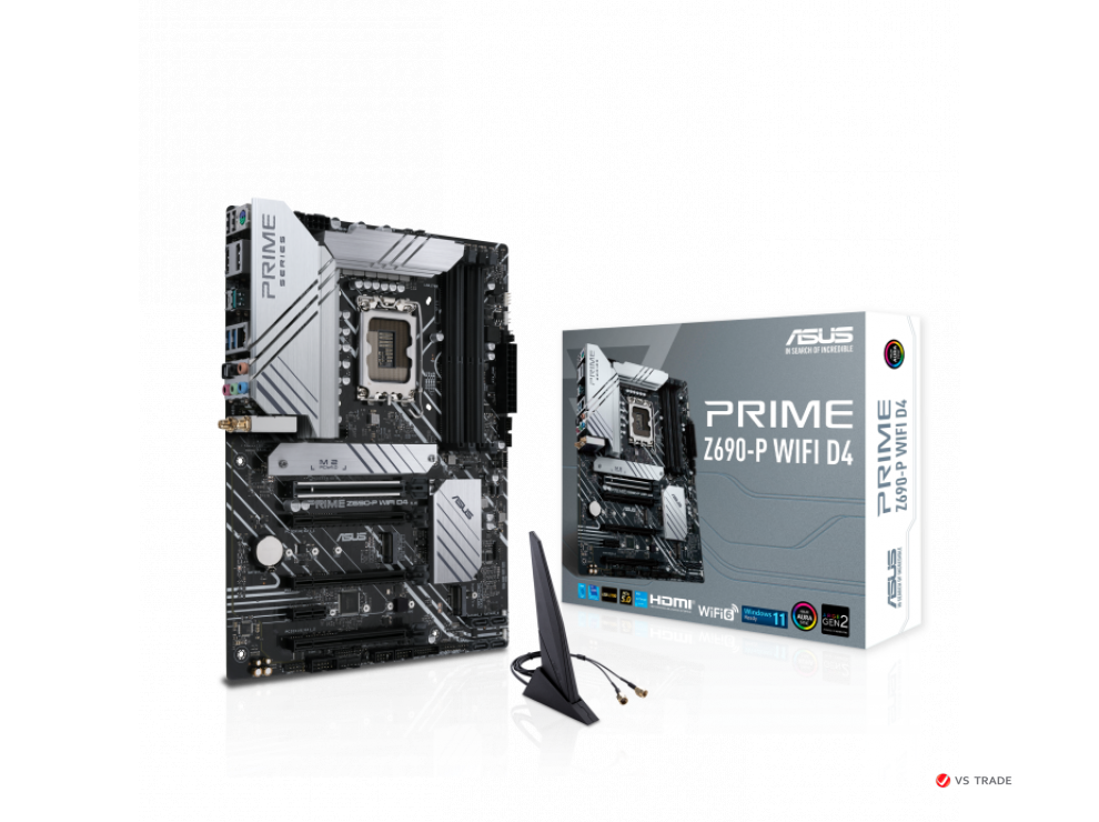 Сист. плата ASUS PRIME Z690-P WIFI D4 , Z690, 1700, 4xDIMM DDR4, 4xPCI-E x16, 4xM.2, 4xSATA, HDMI, DP, WIFI6, BOX