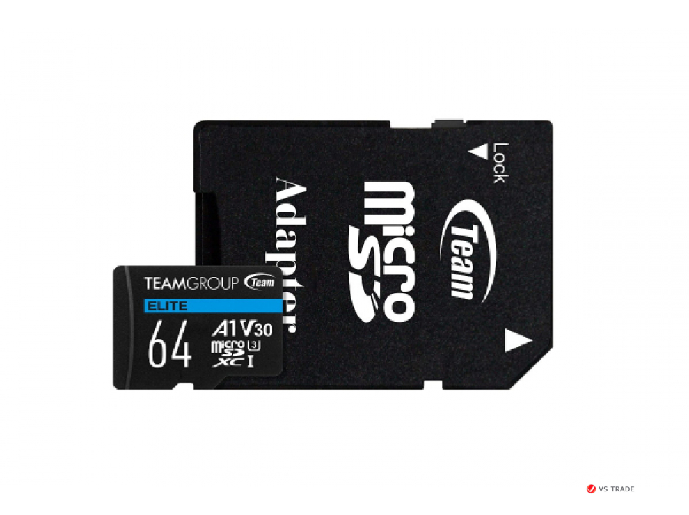 Карта памяти Team Group Elite MicroSDHC/SDXC 64GB U3 TEAUSDX64GIV30A103, 90MB/sec; Write: 45MB/sec + SD Adapter