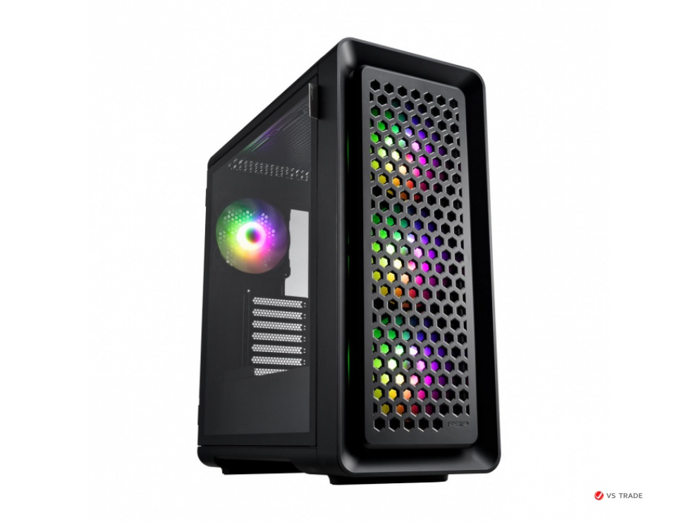 Кейс CUT593A-B, ATX Full Tower, E-ATX, ATX, M-ATX, Mini-ITX, USB3.0 x 2, Type-C, TG, Black