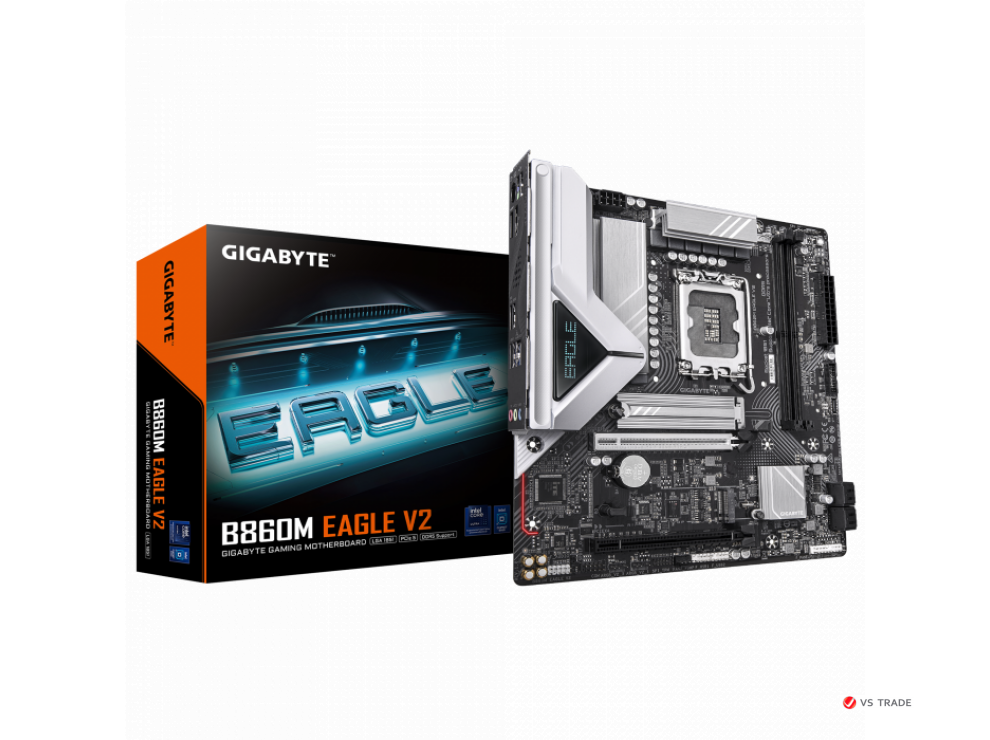 Сист.плата Gigabyte B860M EAGLE V2, B860, LGA1851, 2xDDR5, 2xPCI-E x16, M2, SATA, DP, HDMI, BOX