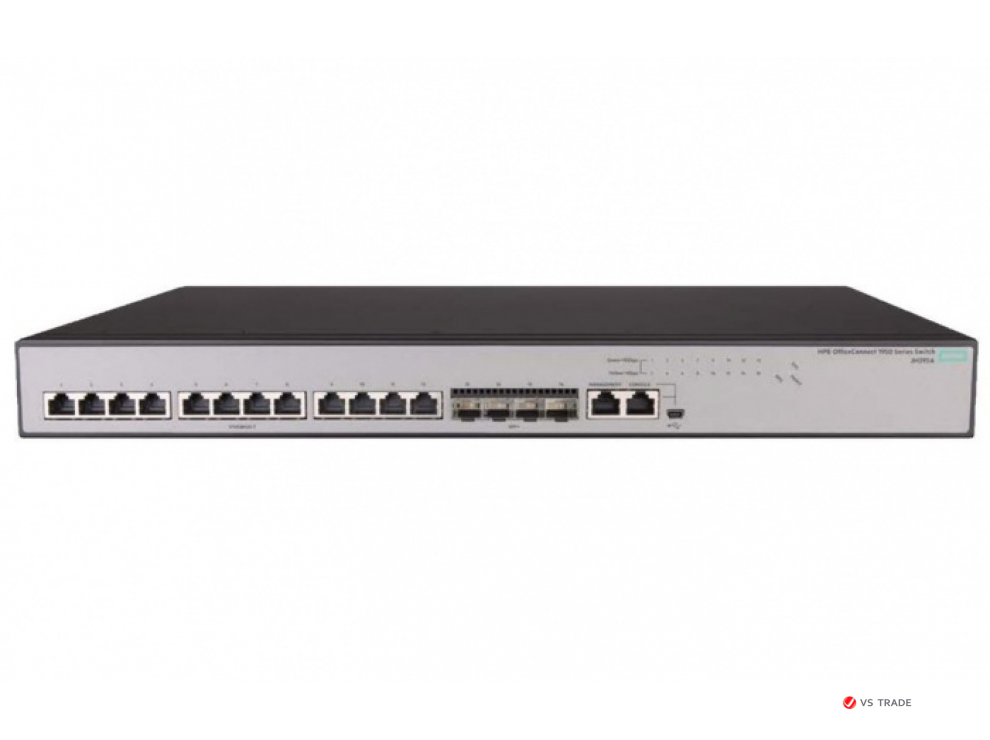 Коммутатор HPE JH295A 1950 12XGT 4SFP+ Layer 3 Switch, 1U (12xRJ-45 1/10 Gbase-T ports, 4xSFP+ 1/10Gb ports)