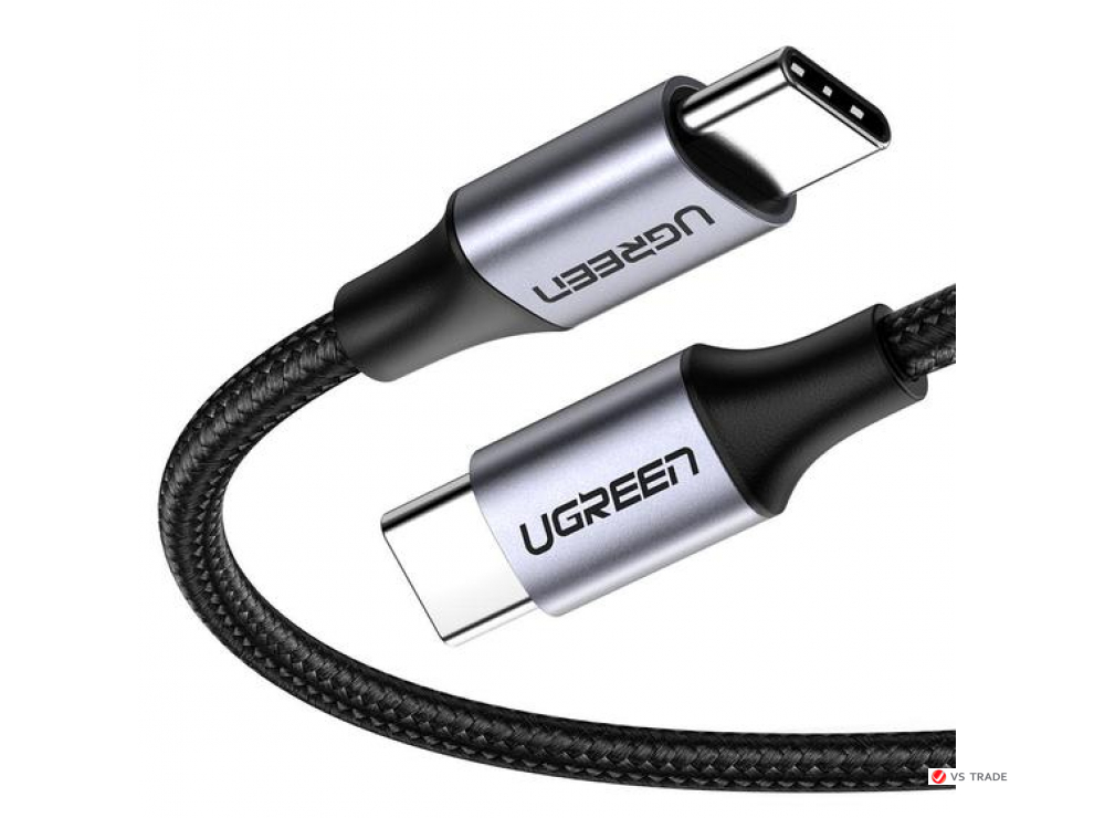 Кабель UGREEN US261 USB 2.0 C M/M Round Cable Nickel Plating Aluminum Shell 1m (Gray Black)