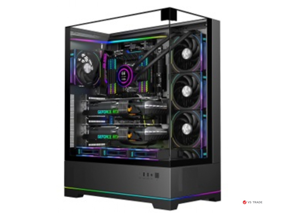 Кейс FSP U691-BP, Panoramic ATX Ultra Tower, ATX(BTF), M-ATX, Mini-ITX, USB3.0 x 2, Type-C, TG, Black