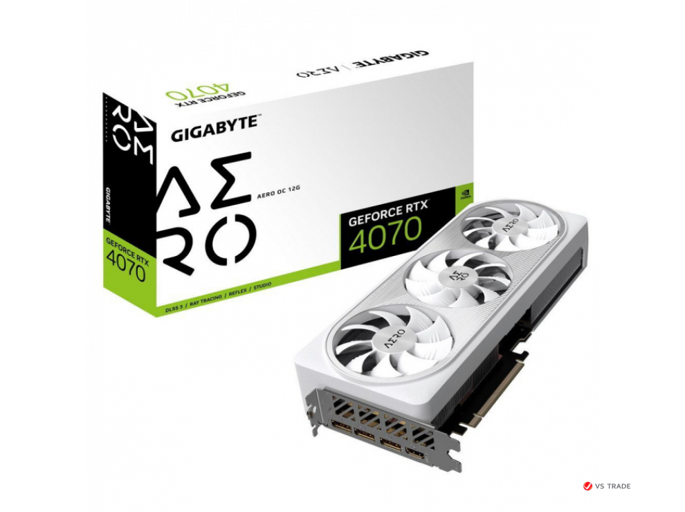 Видеокарта GIGABYTE RTX 4070 AERO OC, 12Gb GDDR6X, 192 bit, DisplayPort x3, HDMI x1, BOX