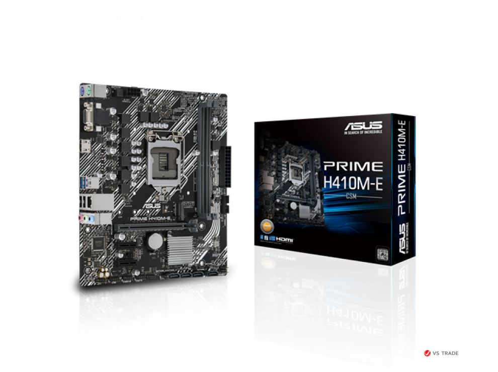 Сист. плата ASUS PRIME H410M-E/CSM, H410, 1200, 2xDIMM DDR4, PCI-E x16, 2xPCI x1, M.2, 4xSATA, D-Sub, HDMI, BOX
