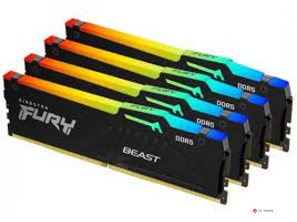 ОЗУ DIMM DDR5 Kingston FURY Beast Black RGB 128Gb(32Gbx4)5600MT/s,2RX8,CL40-40-40,1.25V,288-pin,16Gbit,KF556C40BBAK4-128