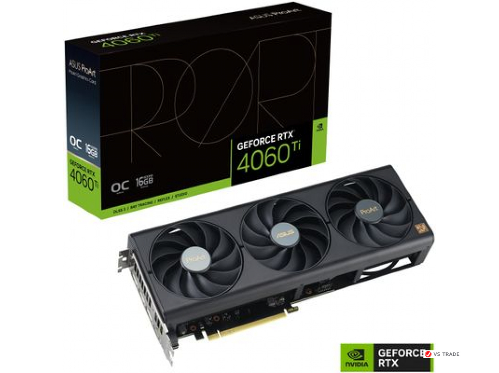 Видеокарта ASUS ProArt GeForce RTX™ 4060 Ti OC edition 16GB GDDR6, Iterface 128bit, 4352 CUDA Core, BOX