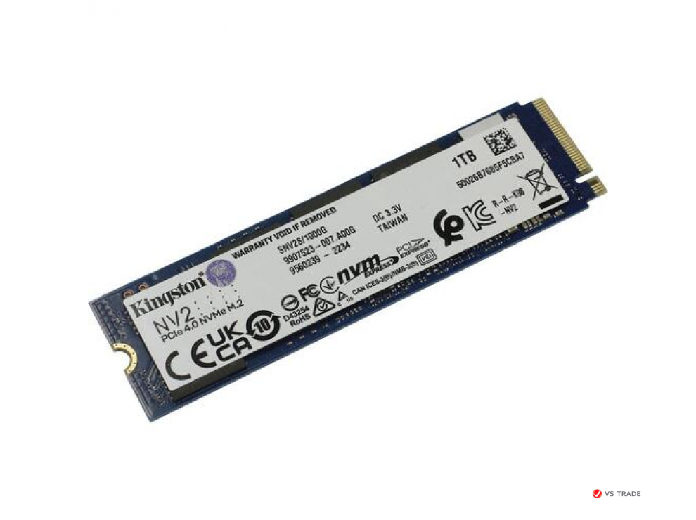 Твердотельный накопитель SSD Kingston NV2 1TB M.2 2280 NVMe PCIe 4.0, Read Up to 3500, write Up to 2100, SNV2S/1000G