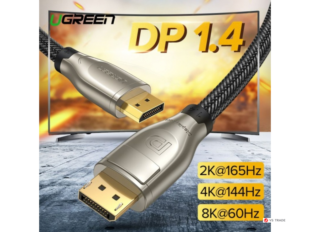 Кабель Ugreen DP112 DisplayPort 1.4, 8K, 3m (Black) 60844