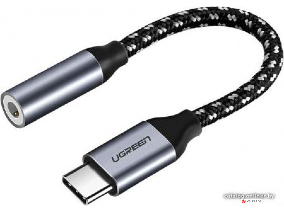 Аудиокабель UGREEN AV142 USB Type C to 3.5mm Female Cable, 10cm, Gray, 30632