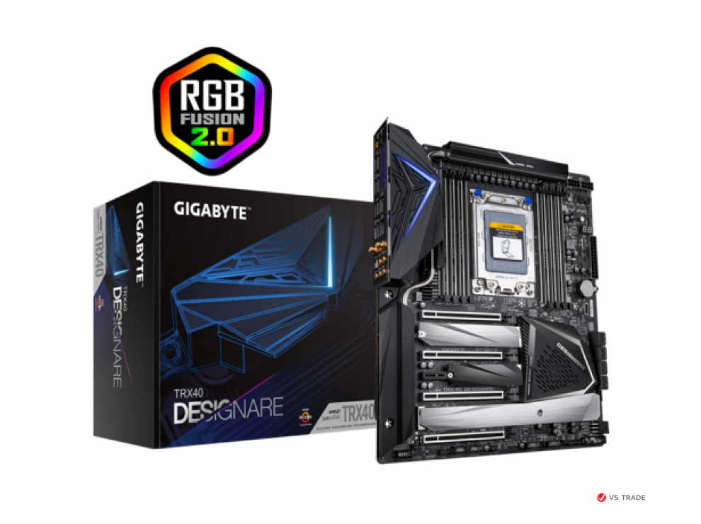 Сист. плата Gigabyte TRX40 DESIGNARE, 8хDIMM DDR4, 8xSATA6, 4хМ2.0, 2xPCI-Ex16, 2xPCI-Ex8, 1xPCI-Ex1, Wi-Fi, XL-ATX
