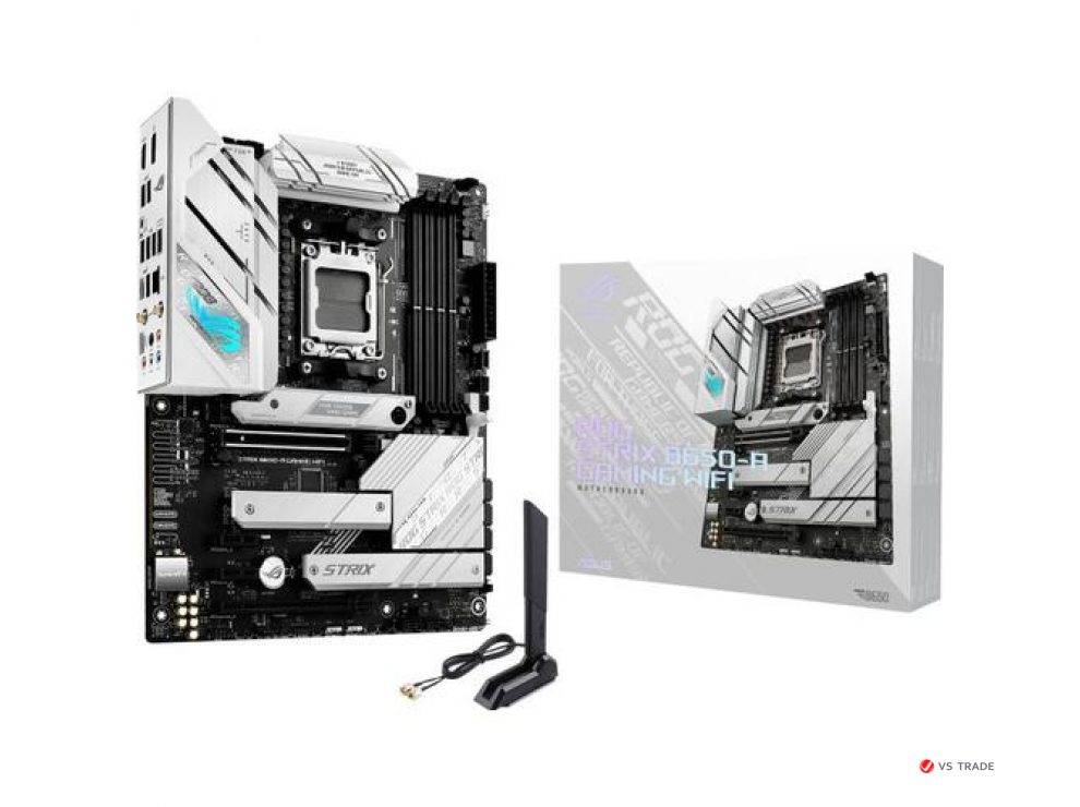 Сист.плата ASUS ROG STRIX B650-A GAMING WIFI, B650, AM5, 4xDIMM DDR5,2xPCI-E x16,2xPCI-Ex1,3xM.2,SATA,DP,HDMI,WIFI6E,BOX