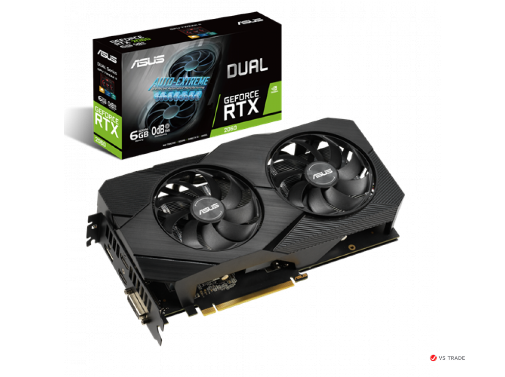 Видеокарта ASUS DUAL GTX 1650, DUAL-RTX2060-6G-EVO, 6Gb/192bit GDDR6, 2xHDMI, DP, DVI-D, BOX