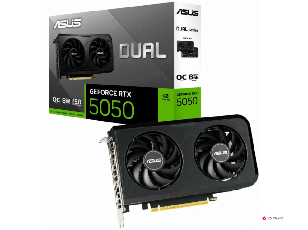 Видеокарта ASUS DUAL-RTX5050-O8G, RTX5050, 8Gb GDDR6, 128bit, 2560 CUDA Core, DP, HDMI, BOX