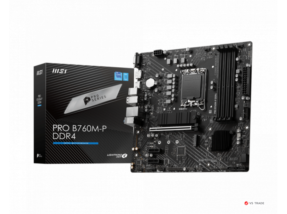 Сист. Плата MSI PRO B760M-P DDR4, B760, 1700, 4xDDR4, PCI-Ex16, 2xPCI-Ex1, 2xM.2, 4xSATA, 2xPS/2, D-SUB, DP, HDMI