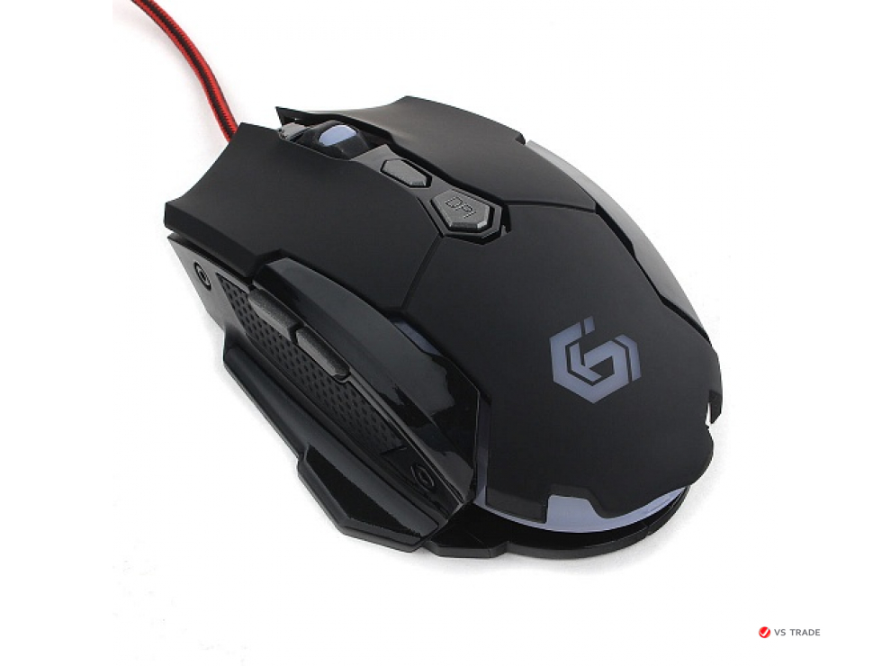 Мышь игровая Gembird MG-600, USB, черный, 5 кнопок, 3200 DPI, подсветка, ПО, кабель тканевый 1.8м