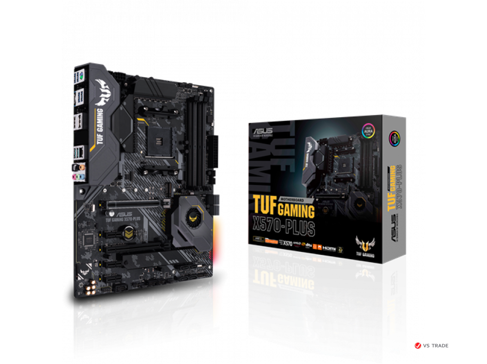 Сист. плата Asus TUF GAMING X570-PLUS, X570, AM4, 4xDIMM DDR4, 2xPCI-E x16, 3xPCI-E x1, 8xSATA, 2xM.2, HDMI, DP, ATX, BO