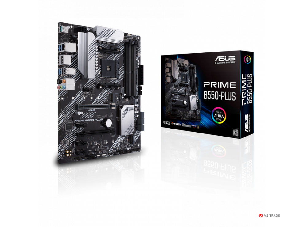 Сист. плата PRIME B550-PLUS, B550, AM4, 4xDIMM DDR4, 2xPCI-E x16, 3xPCI-E x1, 2xM.2, 6xSATA, 1gbLAN, ATX, BOX