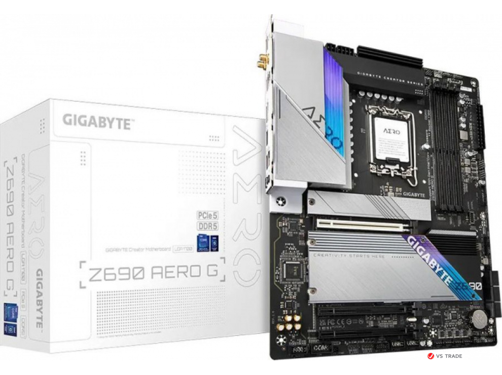 Сист. плата Gigabyte Z690 AERO G, Z690, 1700, 4xDIMM DDR5, 3xPCI-E x16, M.2, 6xSATA, LAN, WIFI6AX, Thunderbolt, HDMI,BOX