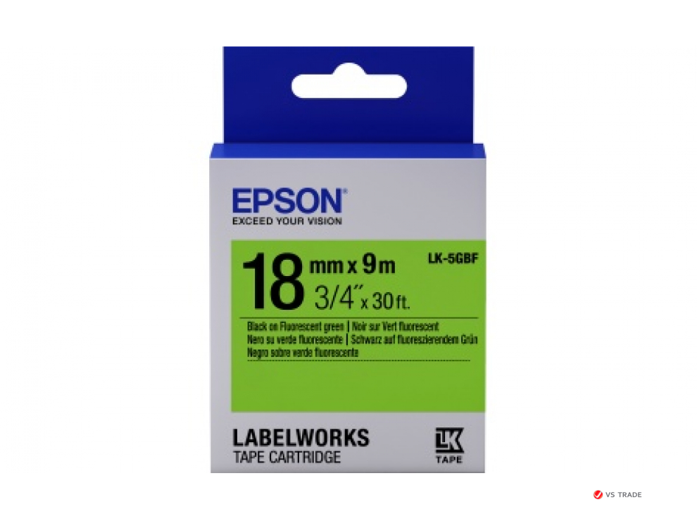 Лента Epson C53S655005 LK-5GBF Флуоресцентная лента 18мм,Зел./Черн., 9м