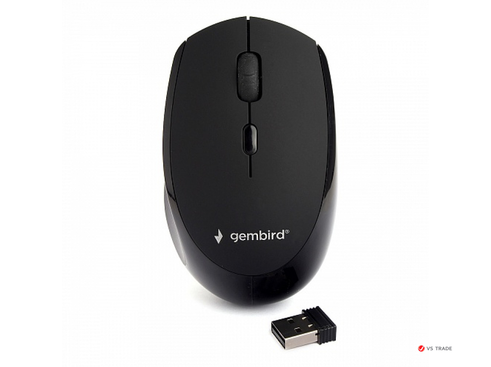 Мышь беспров. Gembird MUSW-354, черный, бесш.клик, soft touch,3 кнопки, 1600DPI, 2,4ГГц