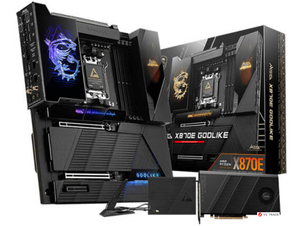 Сист.плата MSI MEG X870E GODLIKE, X870E, AM5, 4xDDR5, 2xPCI-E x16, PCI-E x4, M2, SATA, Thunderbolt, 10Gb NIC, WIFI7, BOX