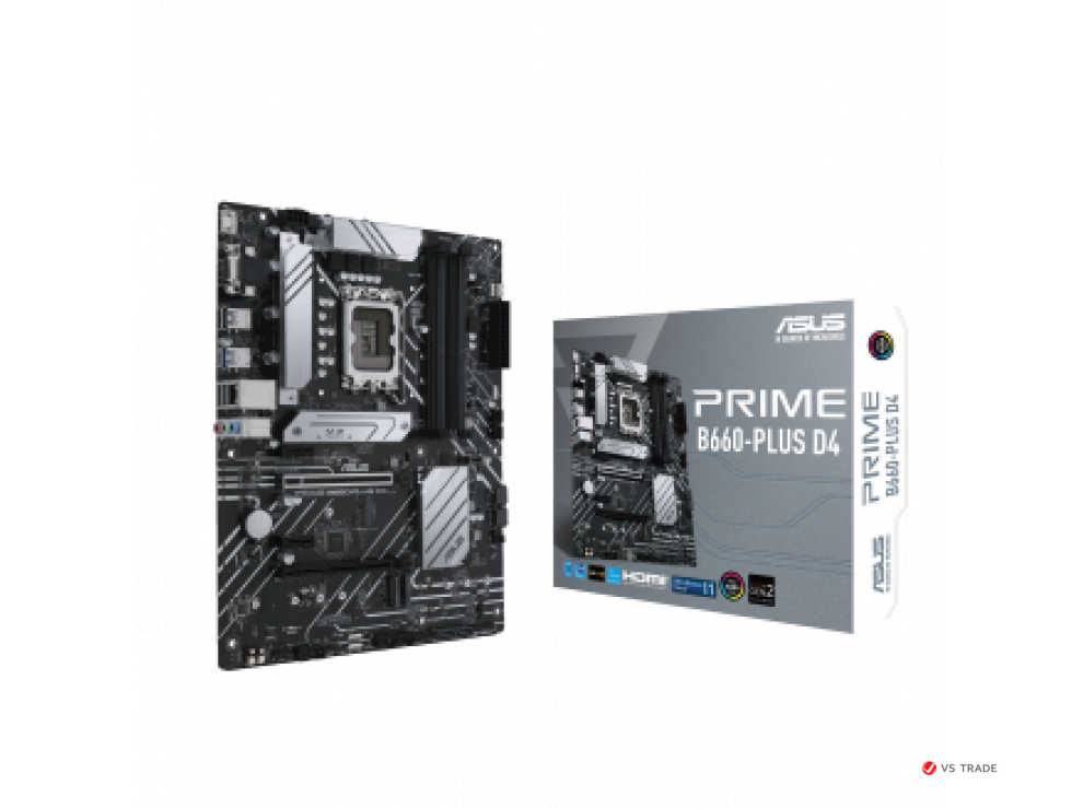 Сист. плата ASUS PRIME B660-PLUS D4, B660, 1700, 4xDIMM DDR4, 2xPCI-E x16, M.2, 4xSATA, HDMI, DP,2,5Gb Ethernet,BOX