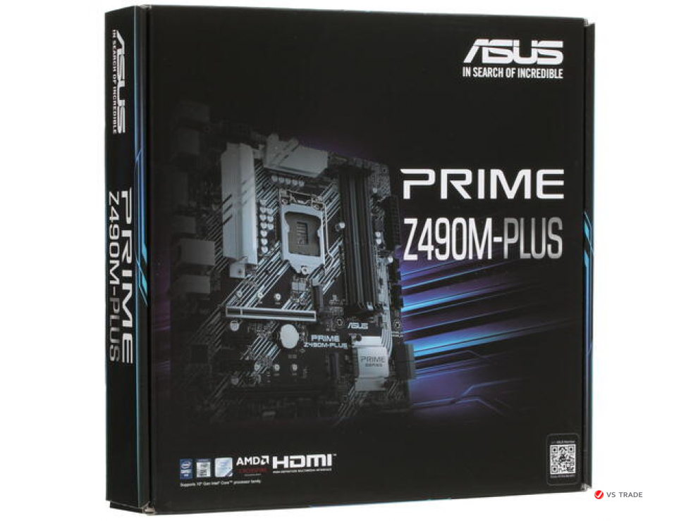 Сист. плата Asus PRIME Z490M-PLUS, Z490, S1200, 4xDIMM DDR4, 2xPCI-E x16, 2xPCI-E x1, 2xM.2, 5xSATA, DVI, HDMI, DP, mATX