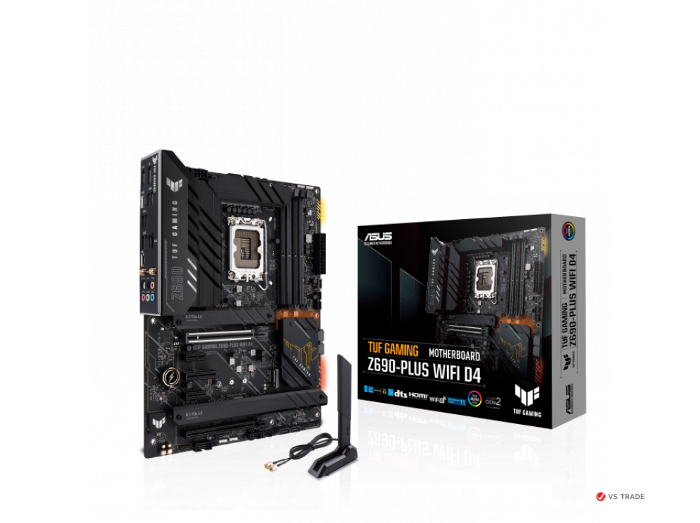 Сист. плата ASUS TUF GAMING Z690-PLUS WIFI D4, Z690, 1700, 4xDIMM DDR4, 2xPCI-E x16, 2xPCI-E x1, PCI-Ex4, M.2, SATA,HDMI